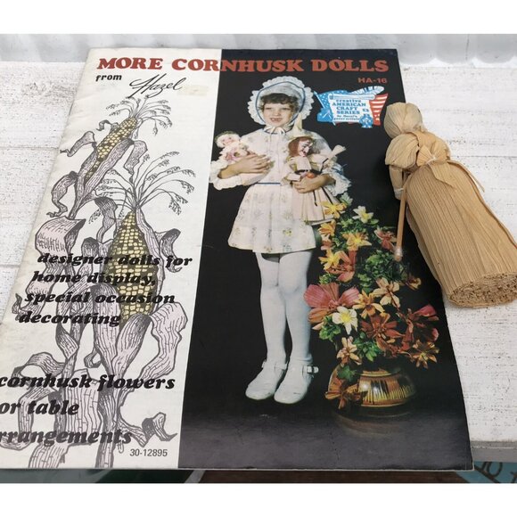 Vtg 70s MCM HTF Corn Husk Gardening Doll Hand Made Fall Folk Art Craft Kit Book - Picture 3 of 8
